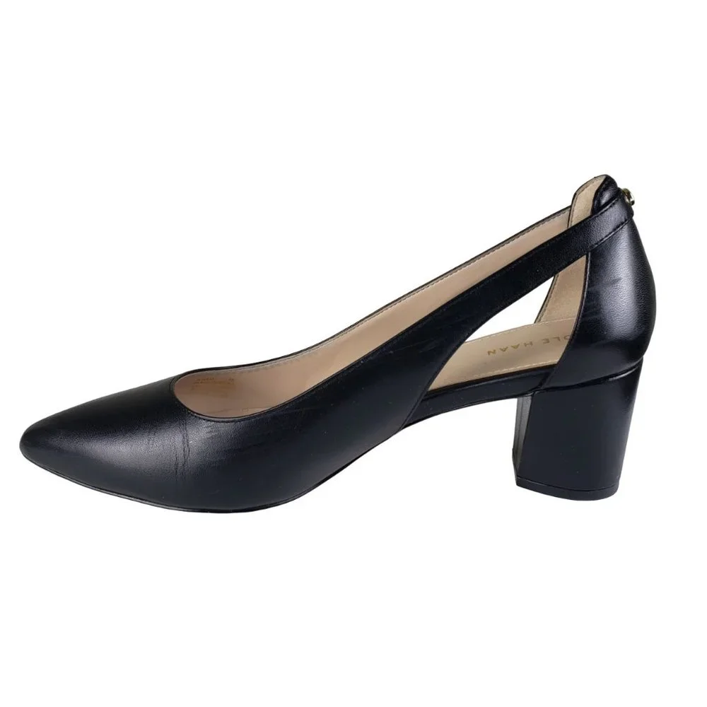 Cole Haan Emilee Black Leather Cutout Pump 9B Excellent Condition - Picture 7 of 16